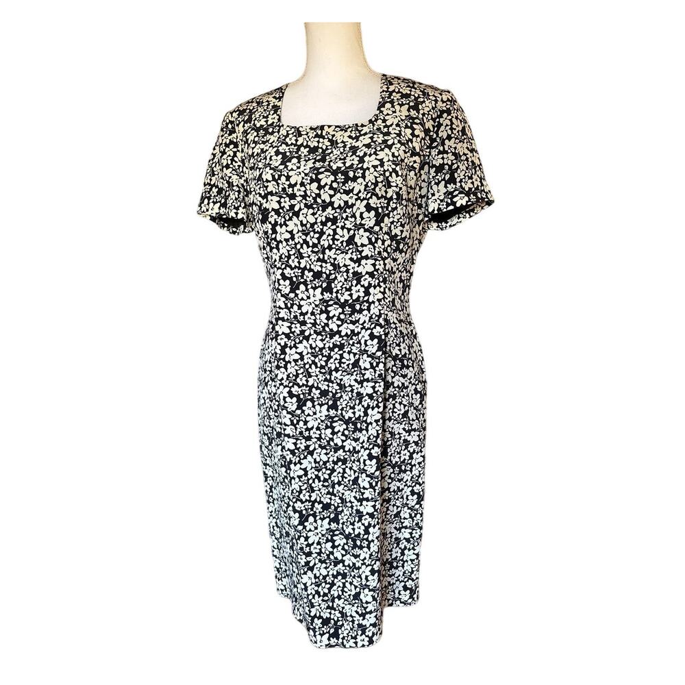 Floral Black and White Dress